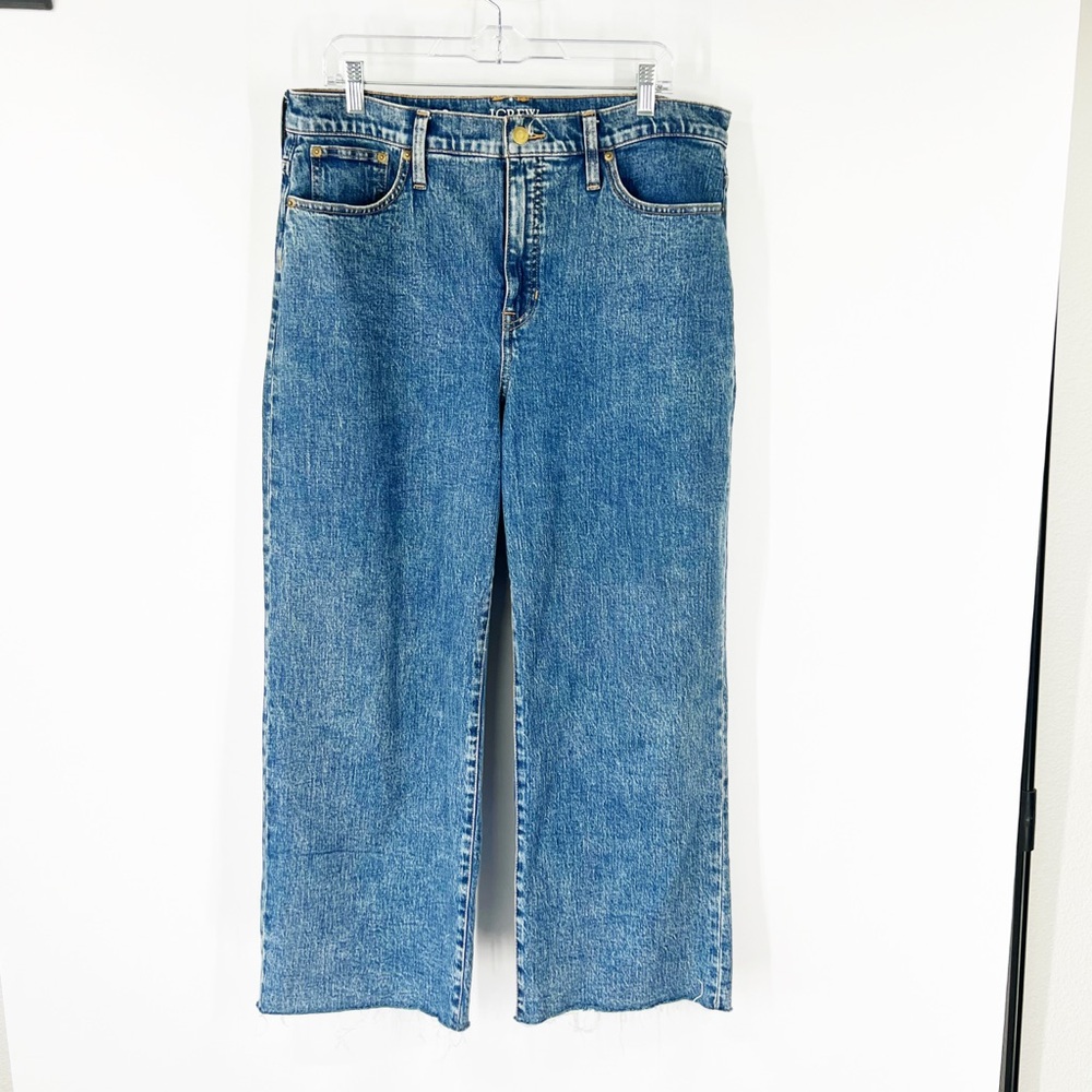 J. Crew Slim Wide-Leg Jeans High Rise Raw Hem